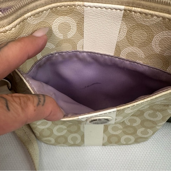 Coach signature stripe vintage cream coated canvas Crossbody purse/bag - Picture 6 of 6